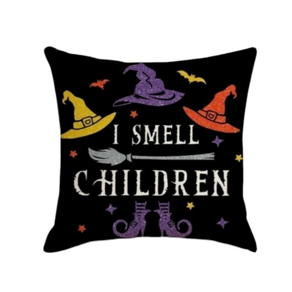 "I Smell Children" Witches Halloween Pillow Cover - Picture 1 of 5